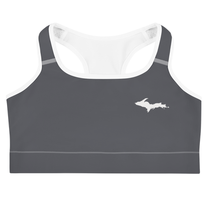 Michigan Upper Peninsula Sports Bra (w/ UP Outline ) | Iron Ore Grey