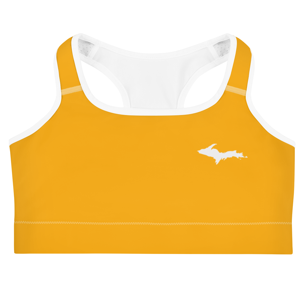 Michigan Upper Peninsula Sports Bra (w/ UP Outline ) | Birch Leaf Orange