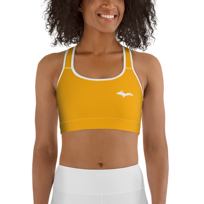 Michigan Upper Peninsula Sports Bra (w/ UP Outline ) | Birch Leaf Orange