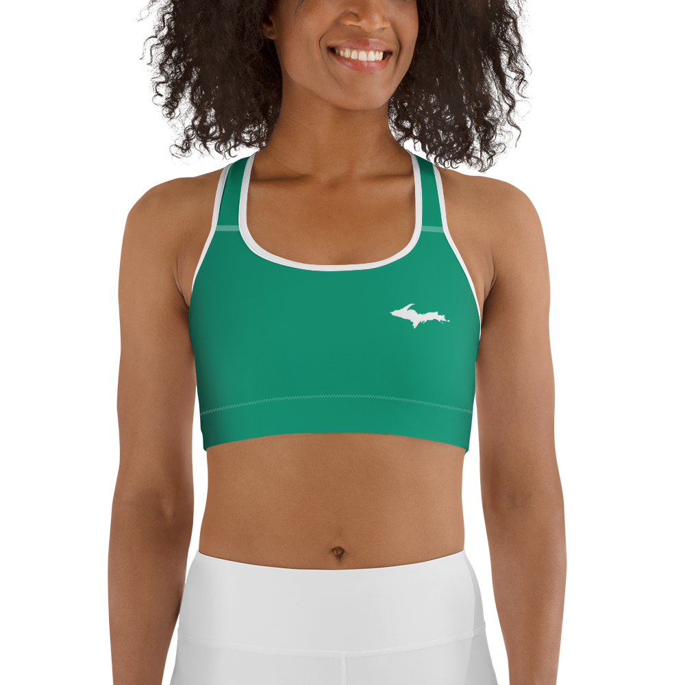 Michigan Upper Peninsula Sports Bra (w/ UP Outline ) | Emerald Green