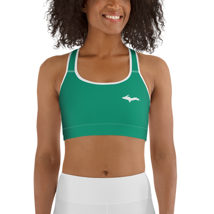 Michigan Upper Peninsula Sports Bra (w/ UP Outline ) | Emerald Green