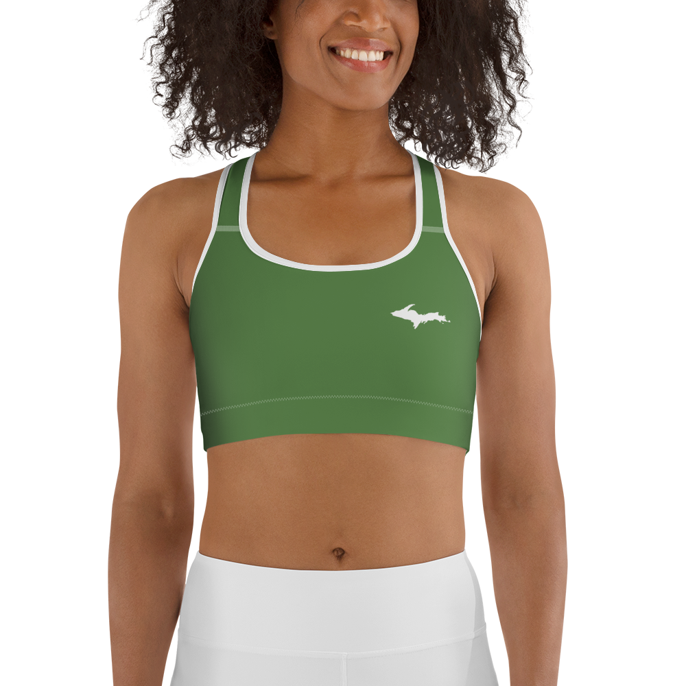 Michigan Upper Peninsula Sports Bra (w/ UP Outline ) | Pine Green