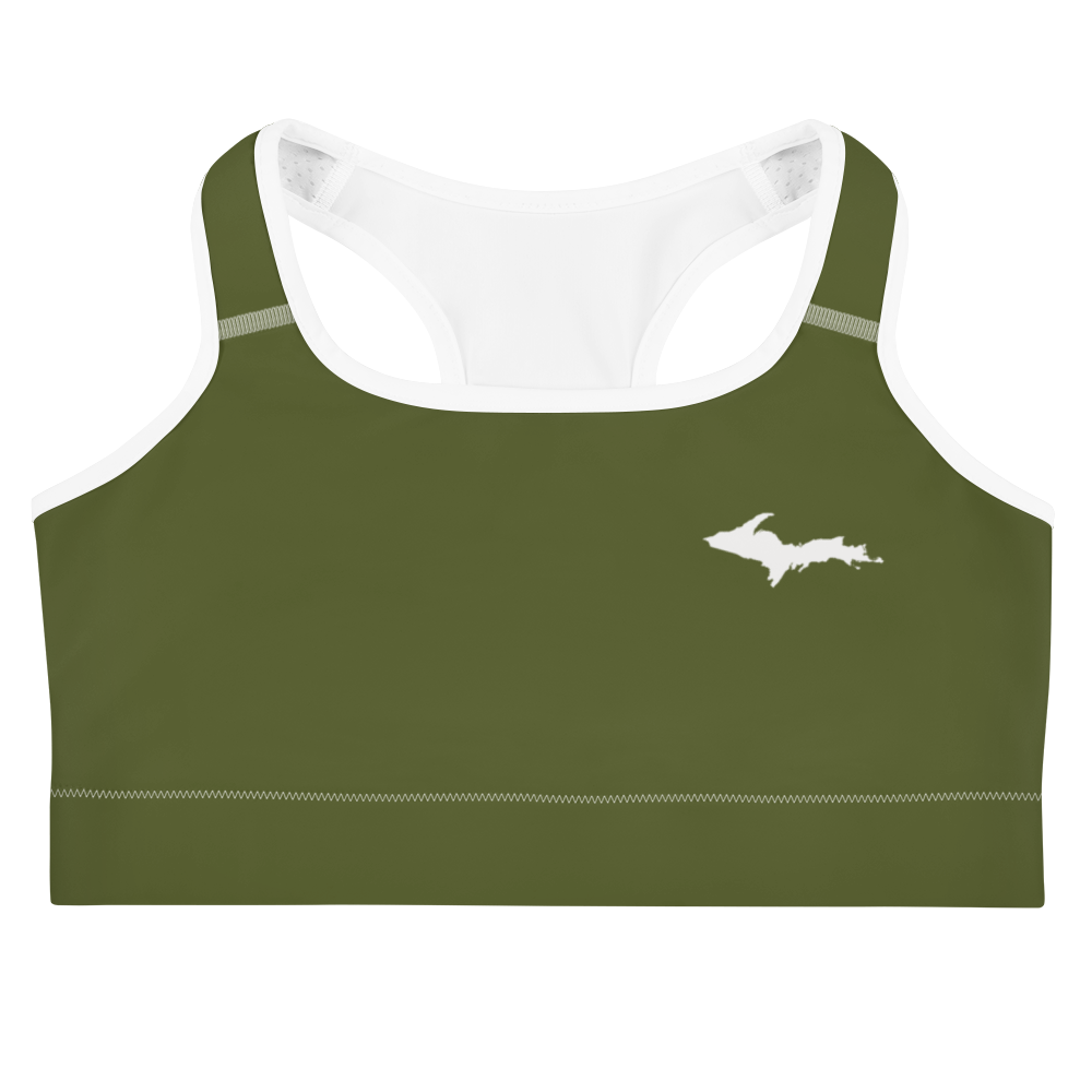 Michigan Upper Peninsula Sports Bra (w/ UP Outline ) | Army Green