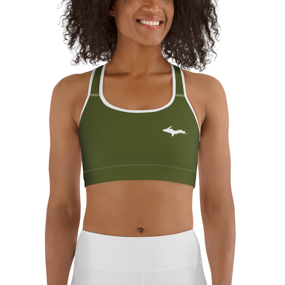 Michigan Upper Peninsula Sports Bra (w/ UP Outline ) | Army Green