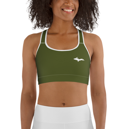 Michigan Upper Peninsula Sports Bra (w/ UP Outline ) | Army Green