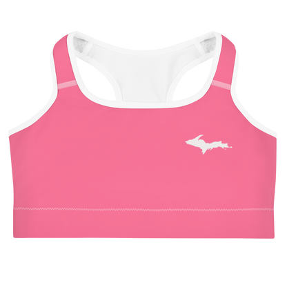 Michigan Upper Peninsula Sports Bra (w/ UP Outline ) | Rhodochrosite Pink