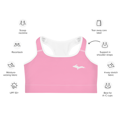 Michigan Upper Peninsula Sports Bra (w/ UP Outline ) | '67 Caddie Pink