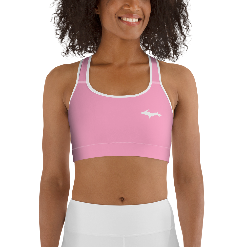 Michigan Upper Peninsula Sports Bra (w/ UP Outline ) | '67 Caddie Pink