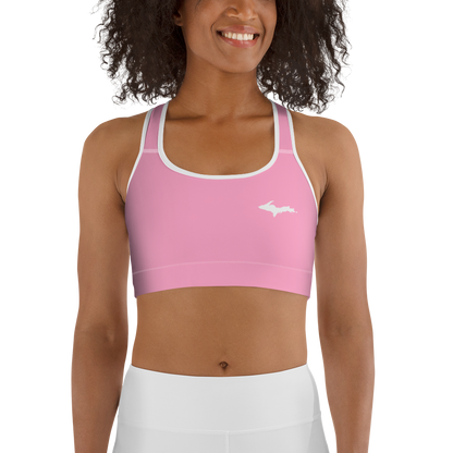 Michigan Upper Peninsula Sports Bra (w/ UP Outline ) | '67 Caddie Pink