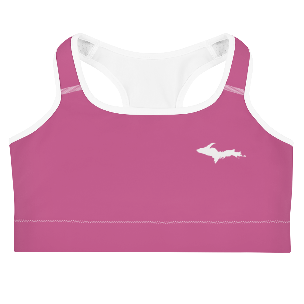 Michigan Upper Peninsula Sports Bra (w/ UP Outline ) | Apple Blossom Pink