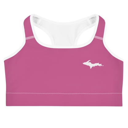 Michigan Upper Peninsula Sports Bra (w/ UP Outline ) | Apple Blossom Pink