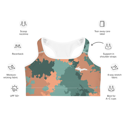 Michigan Upper Peninsula Sports Bra (w/ UP Outline) | Copper Country Camo