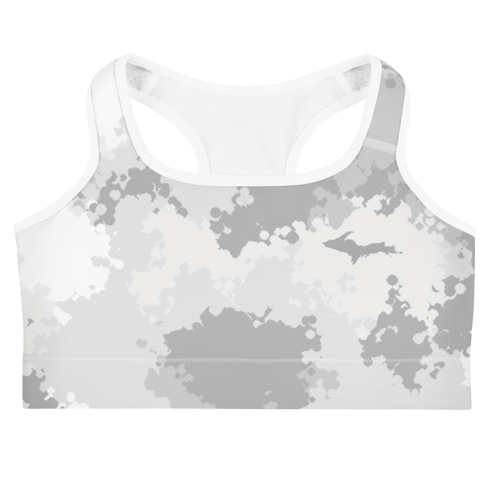 Michigan Upper Peninsula Sports Bra (w/ UP Outline) | Snow Camo