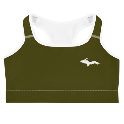 Michigan Upper Peninsula Sports Bra (w/ UP Outline) | Military Green