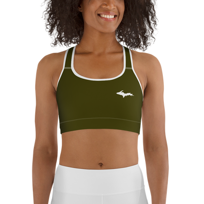 Michigan Upper Peninsula Sports Bra (w/ UP Outline) | Military Green