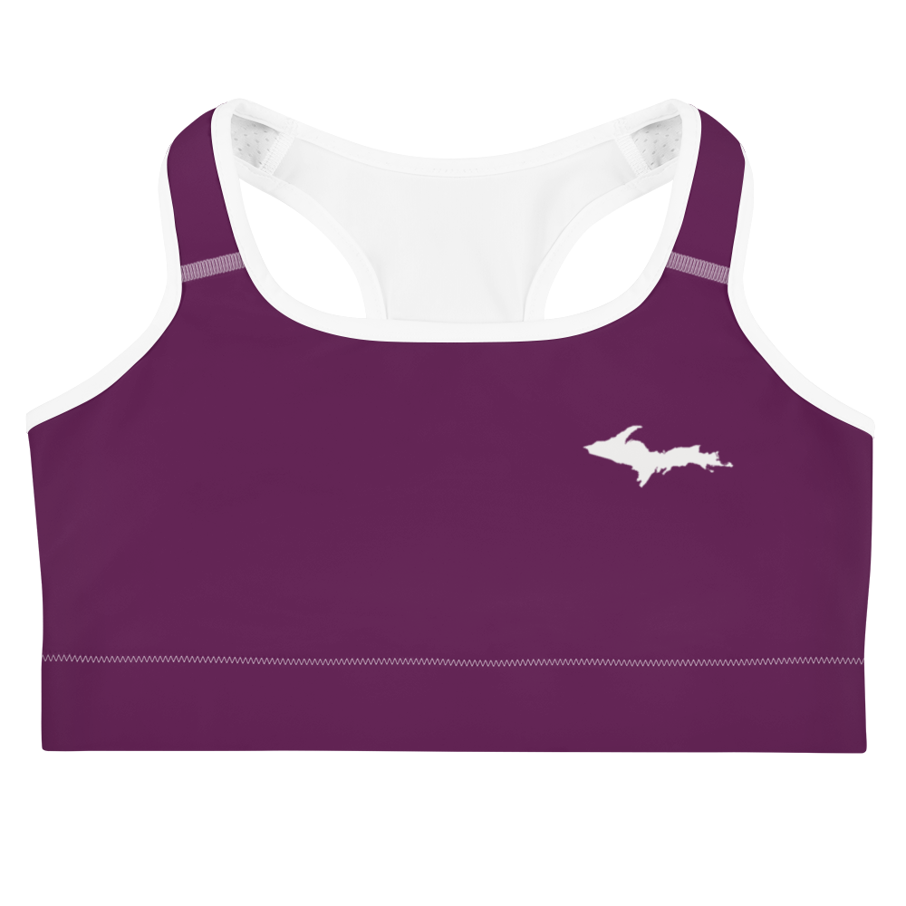 Michigan Upper Peninsula Sports Bra (w/ UP Outline) | Tyrian Purple