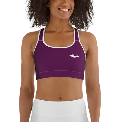 Michigan Upper Peninsula Sports Bra (w/ UP Outline) | Tyrian Purple