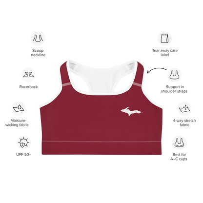 Michigan Upper Peninsula Sports Bra (w/ UP Outline) | Burgandy