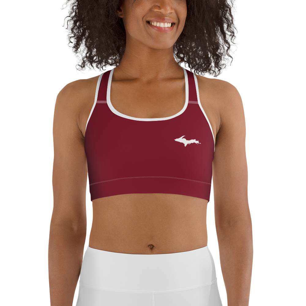 Michigan Upper Peninsula Sports Bra (w/ UP Outline) | Burgandy