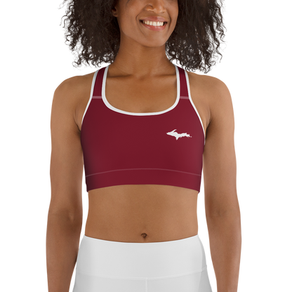 Michigan Upper Peninsula Sports Bra (w/ UP Outline) | Burgandy