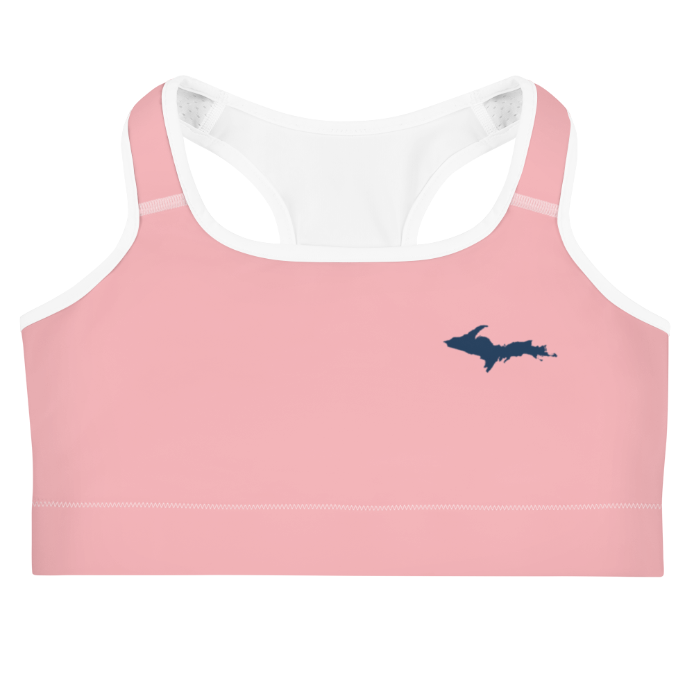 Michigan Upper Peninsula Sports Bra (w/ UP Outline) | Strawberry Pink