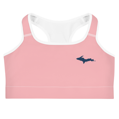 Michigan Upper Peninsula Sports Bra (w/ UP Outline) | Strawberry Pink