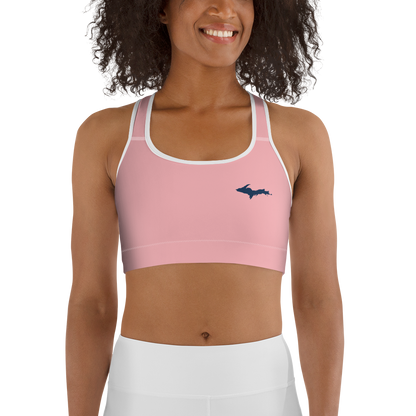 Michigan Upper Peninsula Sports Bra (w/ UP Outline) | Strawberry Pink