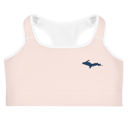 Michigan Upper Peninsula Sports Bra (w/ UP Outline) | Champagne Pink