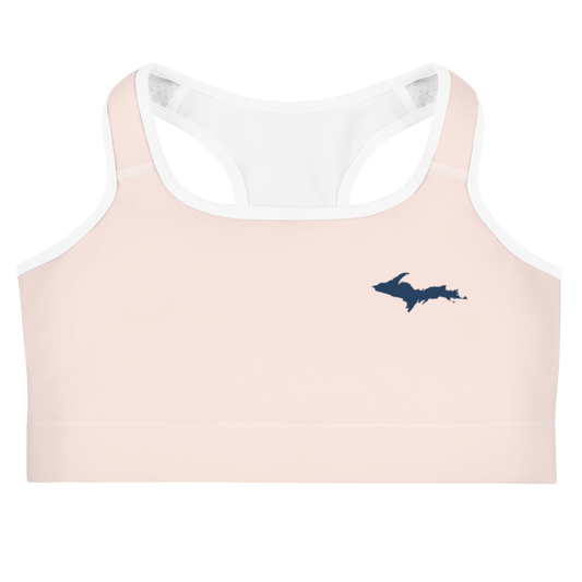 Michigan Upper Peninsula Sports Bra (w/ UP Outline) | Champagne Pink