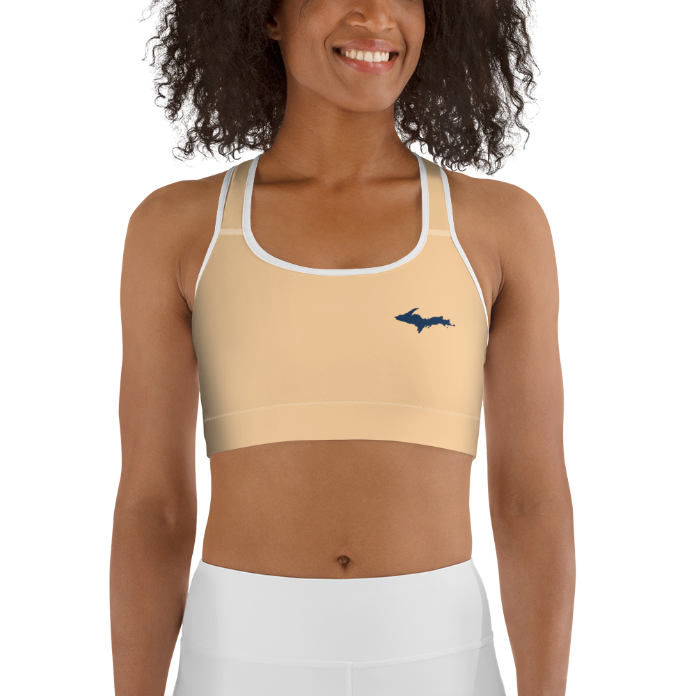 Michigan Upper Peninsula Sports Bra (w/ UP Outline) | Pale Apricot