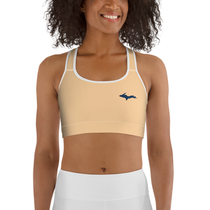 Michigan Upper Peninsula Sports Bra (w/ UP Outline) | Pale Apricot