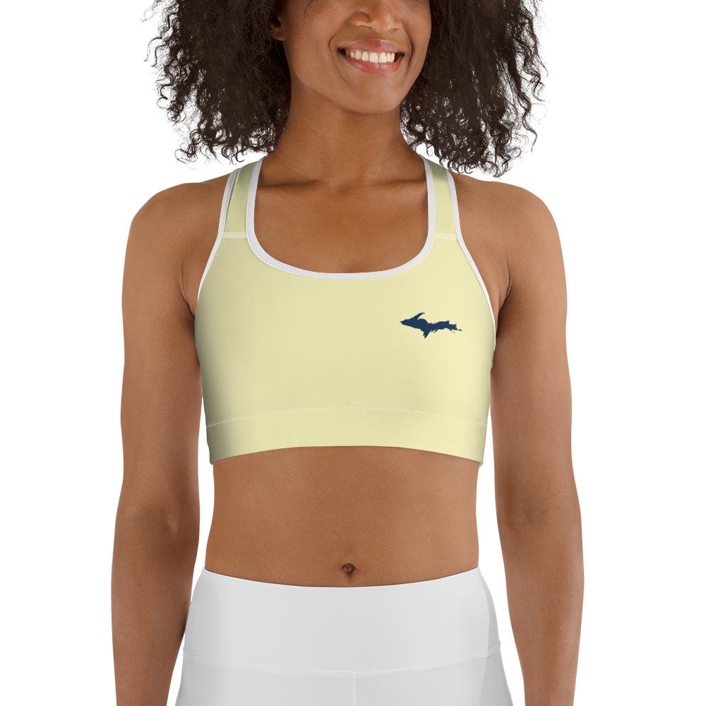 Michigan Upper Peninsula Sports Bra (w/ UP Outline) | Canary Yellow