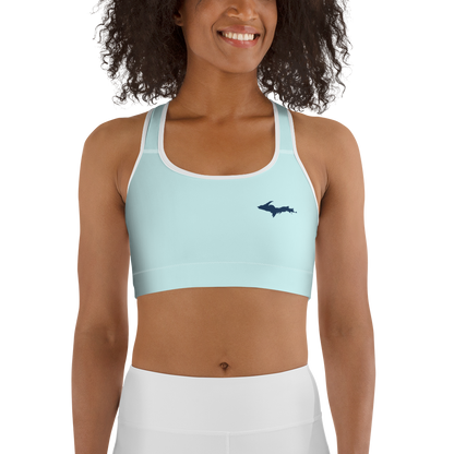 Michigan Upper Peninsula Sports Bra (w/ UP Outline) | Cyan