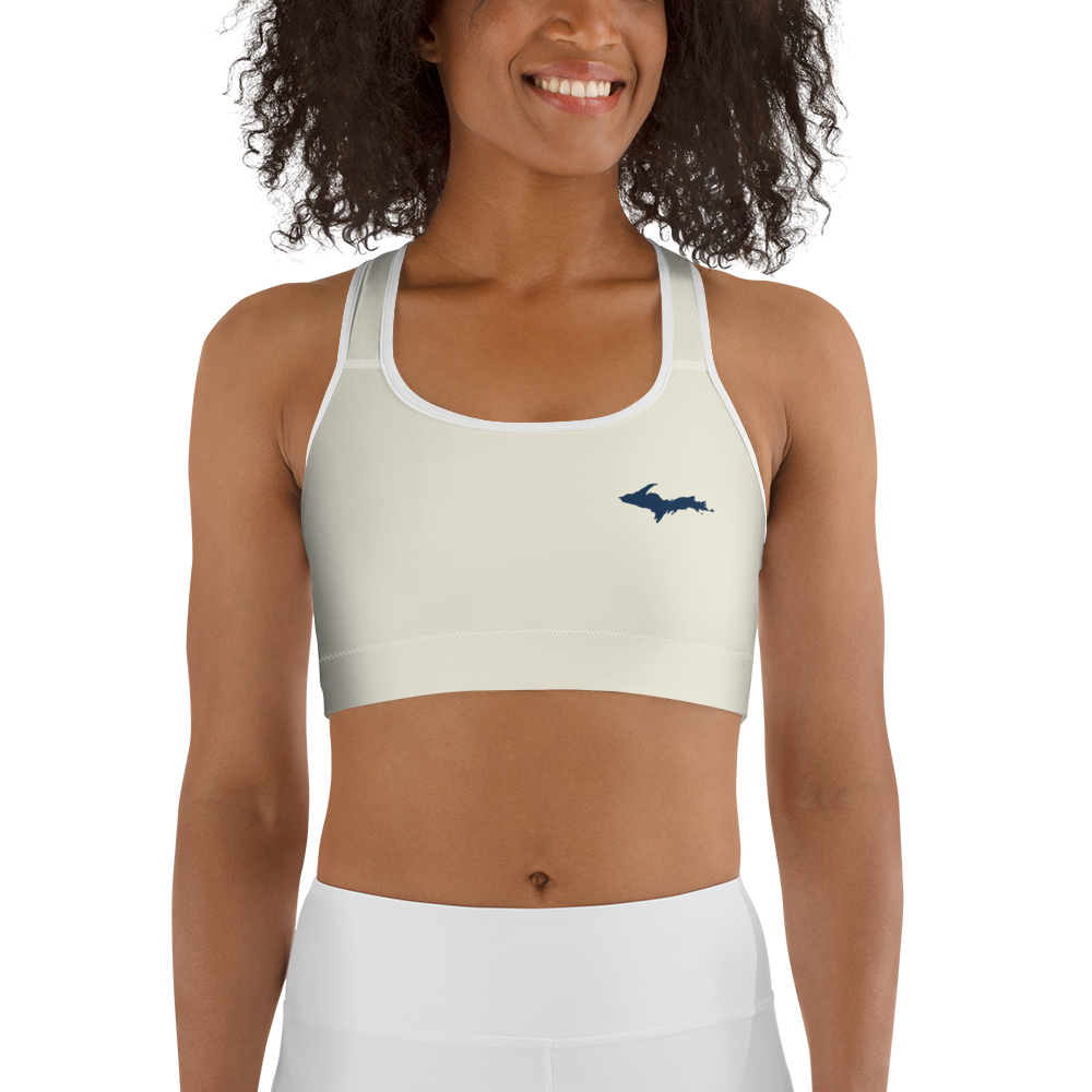 Michigan Upper Peninsula Sports Bra (w/ UP Outline) | Ivory White