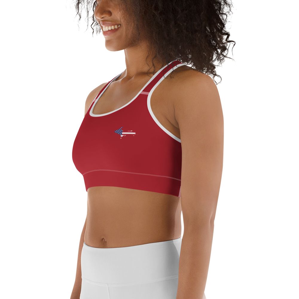 Michigan Upper Peninsula Sports Bra (w/ UP USA Flag) | Thimbleberry Red