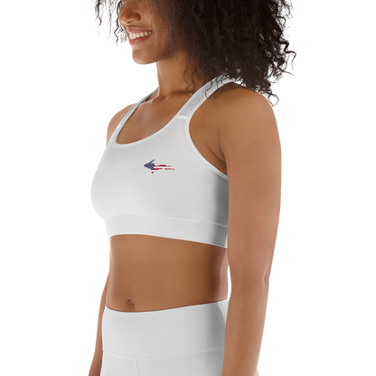 Michigan Upper Peninsula Sports Bra (w/ UP USA Flag) | Birch Bark White