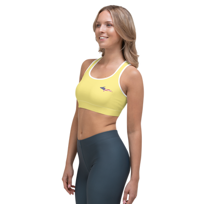 Michigan Upper Peninsula Sports Bra (w/ UP USA Flag) | Cherry Yellow