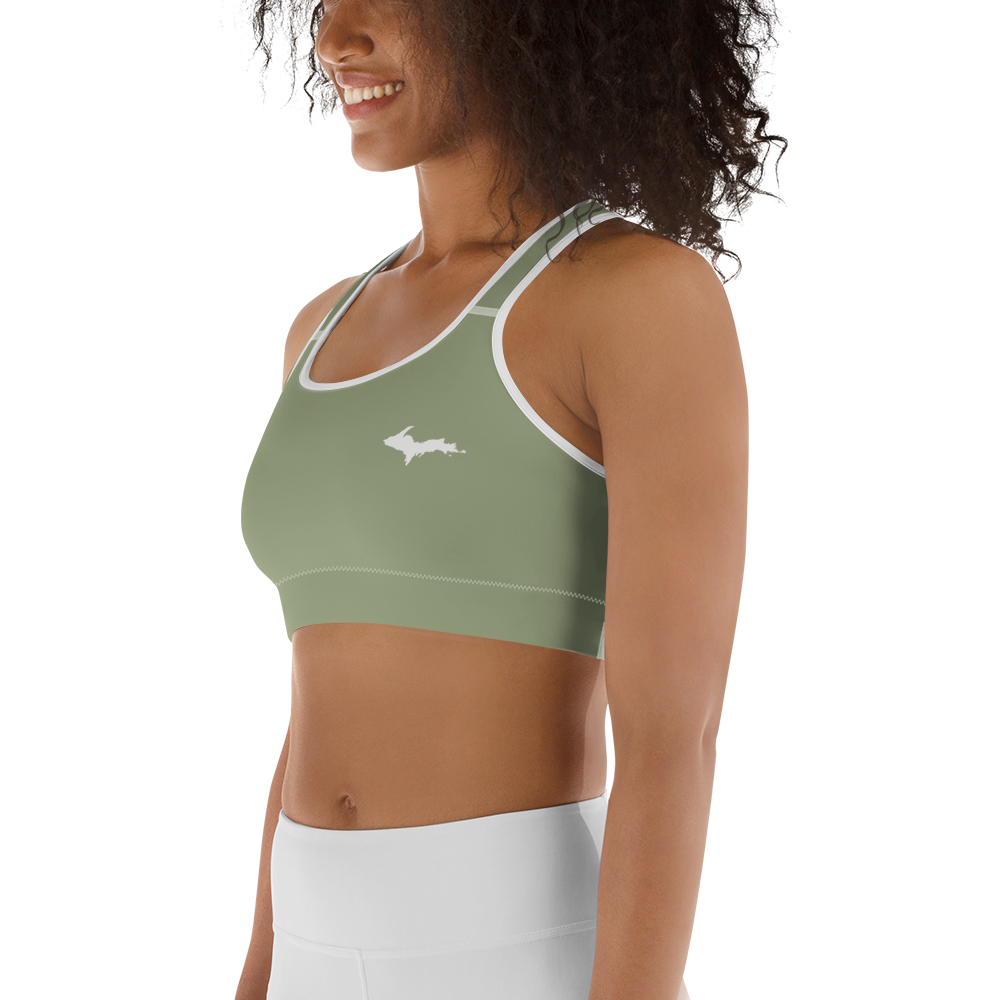 Michigan Upper Peninsula Sports Bra (w/ UP Outline ) | Beachgrass Green