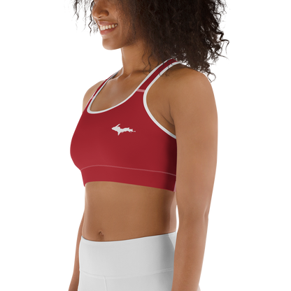 Michigan Upper Peninsula Sports Bra (w/ UP Outline) | Thimbleberry Red