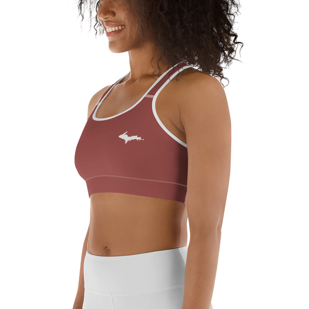 Michigan Upper Peninsula Sports Bra (w/ UP Outline) | Ore Dock Red