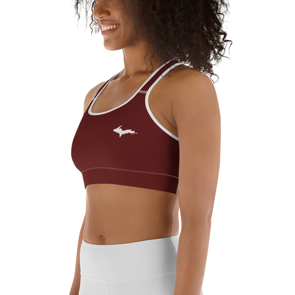 Michigan Upper Peninsula Sports Bra (w/ UP Outline) | Cherrywood Color