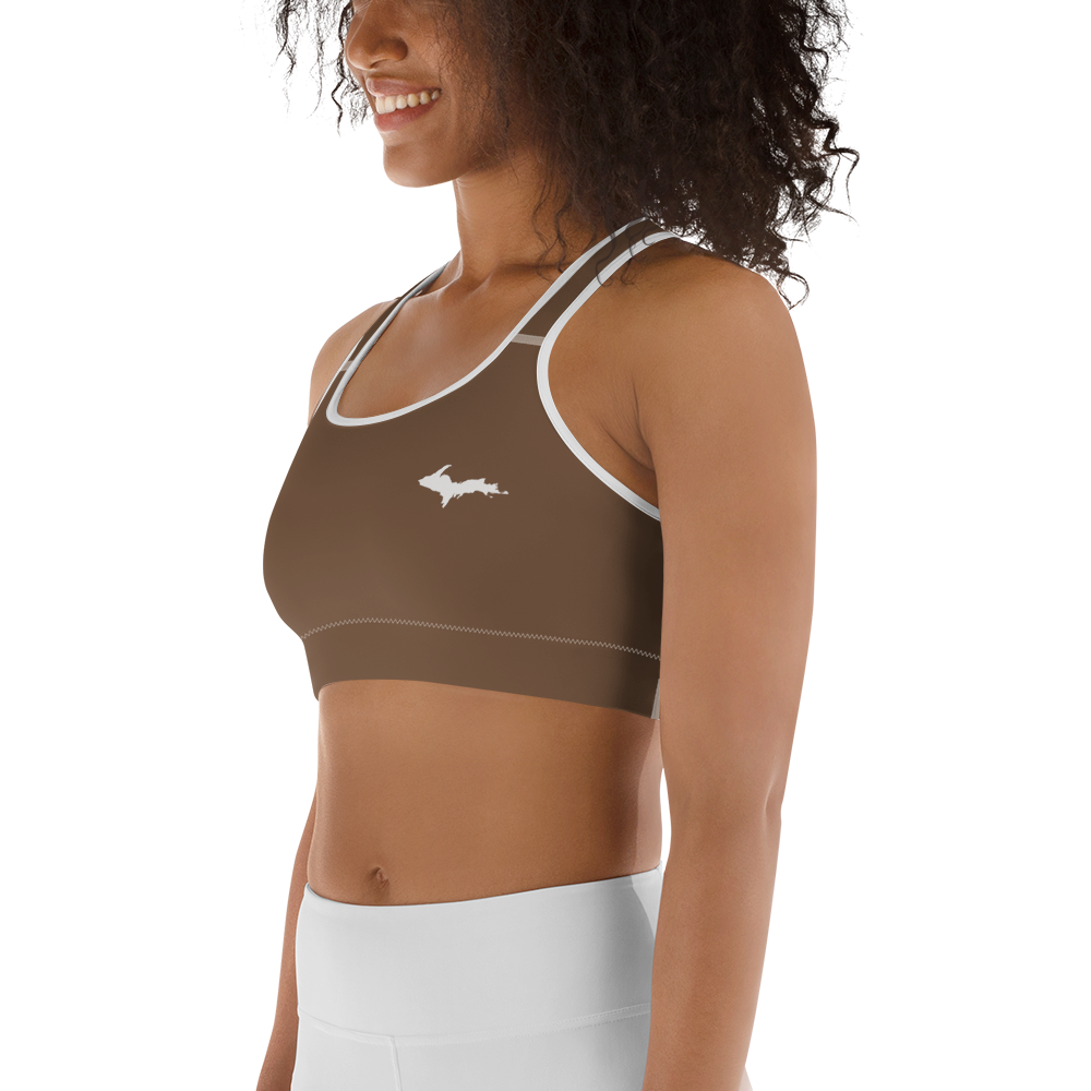 Michigan Upper Peninsula Sports Bra (w/ UP Outline) | Coffee Color