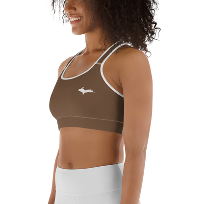 Michigan Upper Peninsula Sports Bra (w/ UP Outline) | Coffee Color