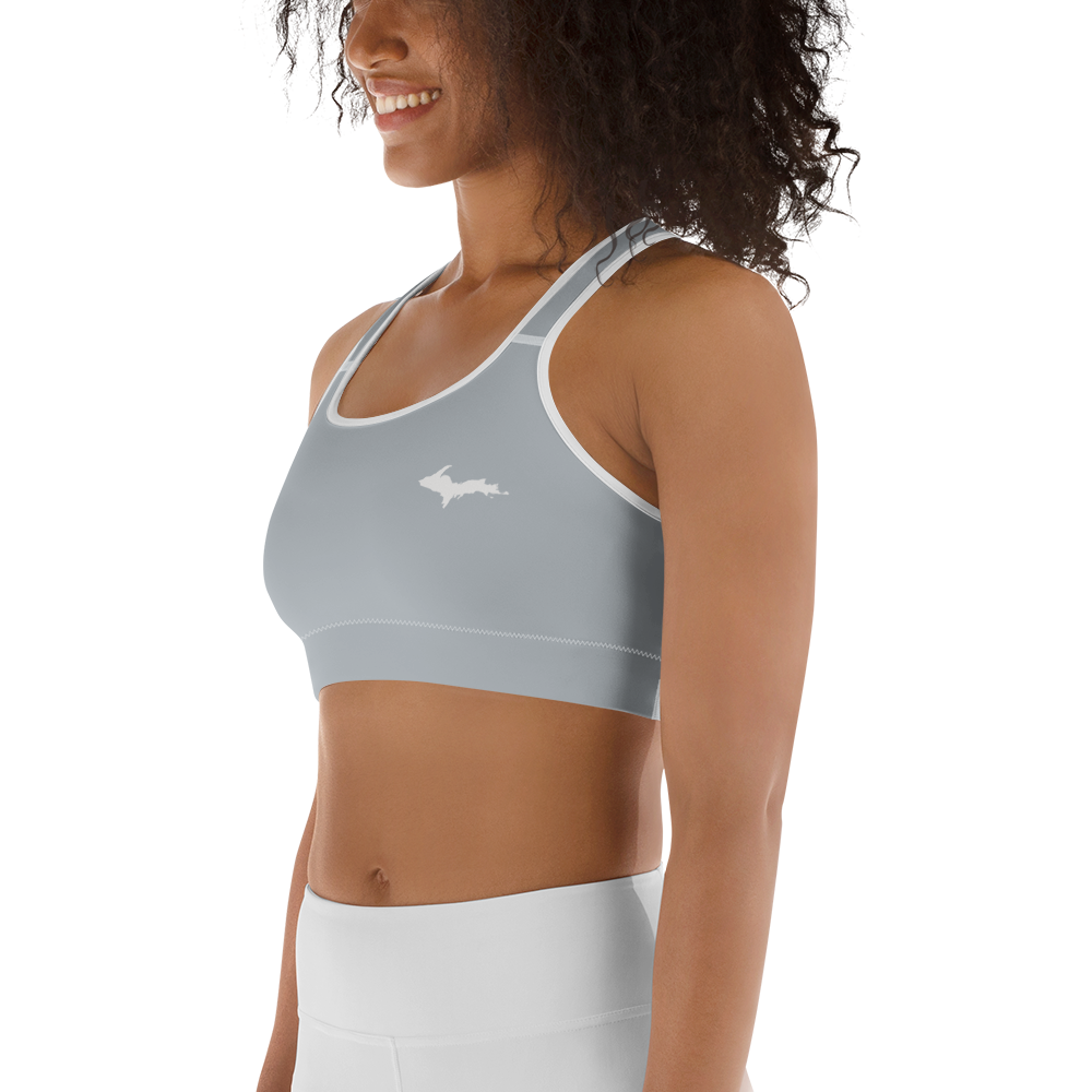 Michigan Upper Peninsula Sports Bra (w/ UP Outline ) | Silver