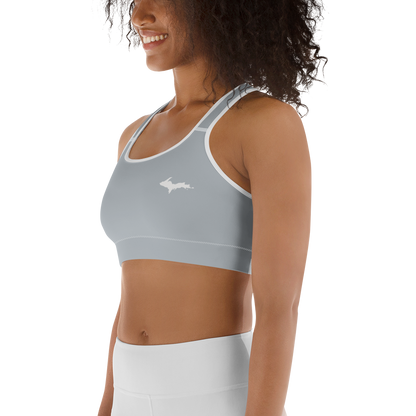 Michigan Upper Peninsula Sports Bra (w/ UP Outline ) | Silver