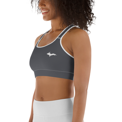 Michigan Upper Peninsula Sports Bra (w/ UP Outline ) | Iron Ore Grey