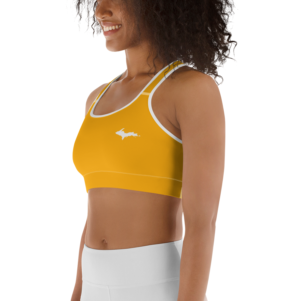 Michigan Upper Peninsula Sports Bra (w/ UP Outline ) | Birch Leaf Orange