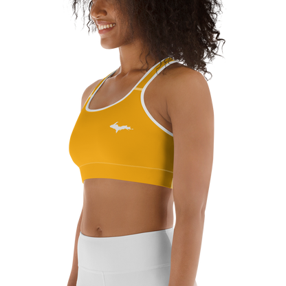 Michigan Upper Peninsula Sports Bra (w/ UP Outline ) | Birch Leaf Orange