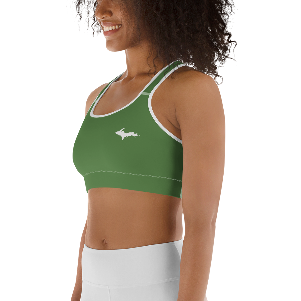 Michigan Upper Peninsula Sports Bra (w/ UP Outline ) | Pine Green