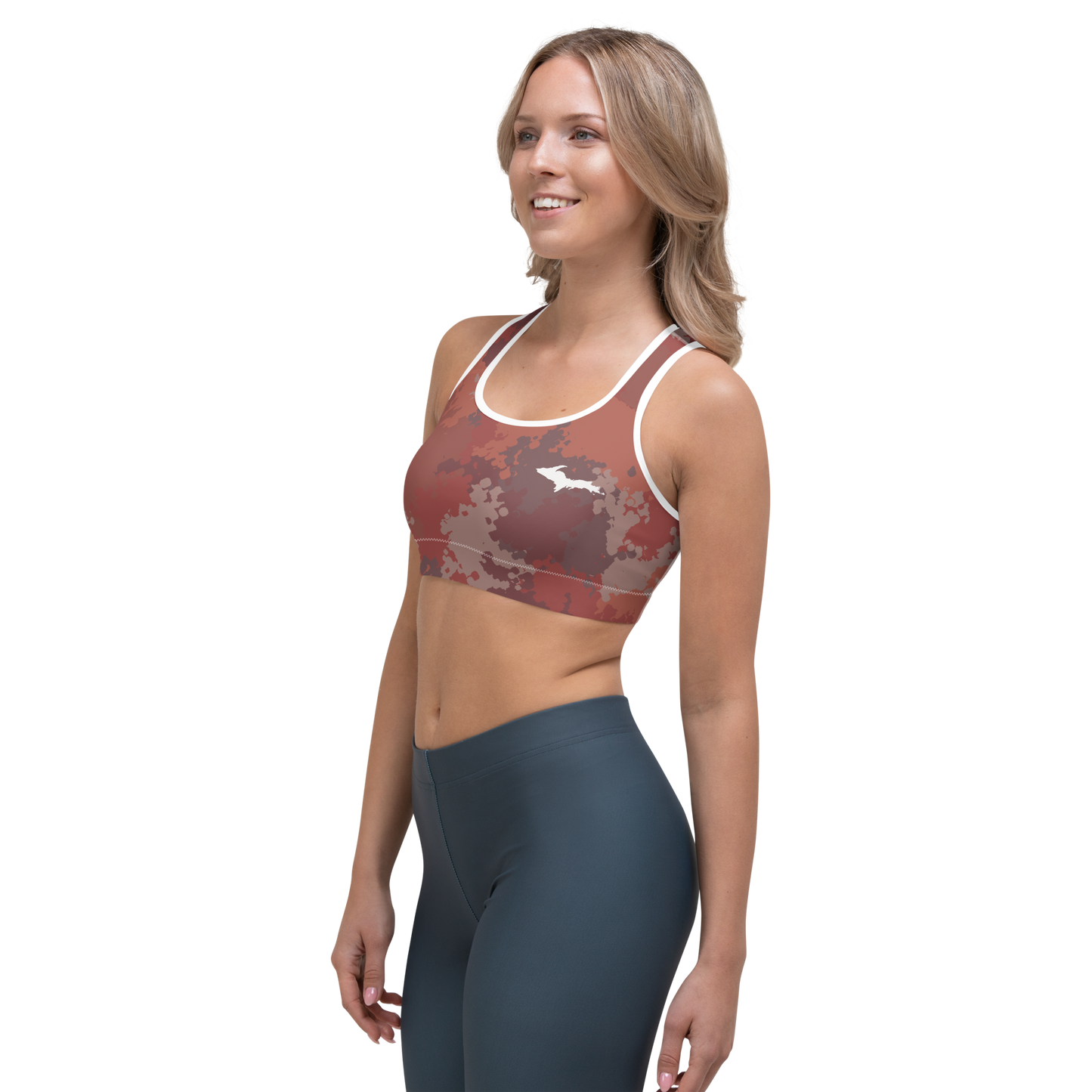 Michigan Upper Peninsula Sports Bra (w/ UP Outline) | Ore Dock Camo